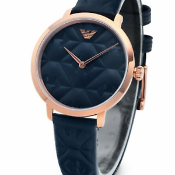Emporio Armani Modern Slim Rose Gold & Blue Watch main image 6